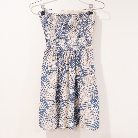 Anthropologie Ecoté Smocked Strapless Abstract Print Dress Size Small - Picture 5 of 7